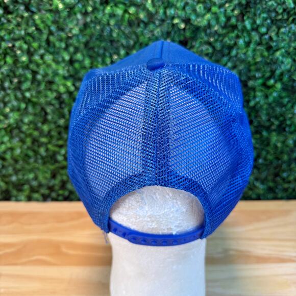 Vintage Amoco Trucker Hat Chocolate Bayou OLEF Maint Comp Rare 80s y2k Cap Blue - Picture 3 of 8